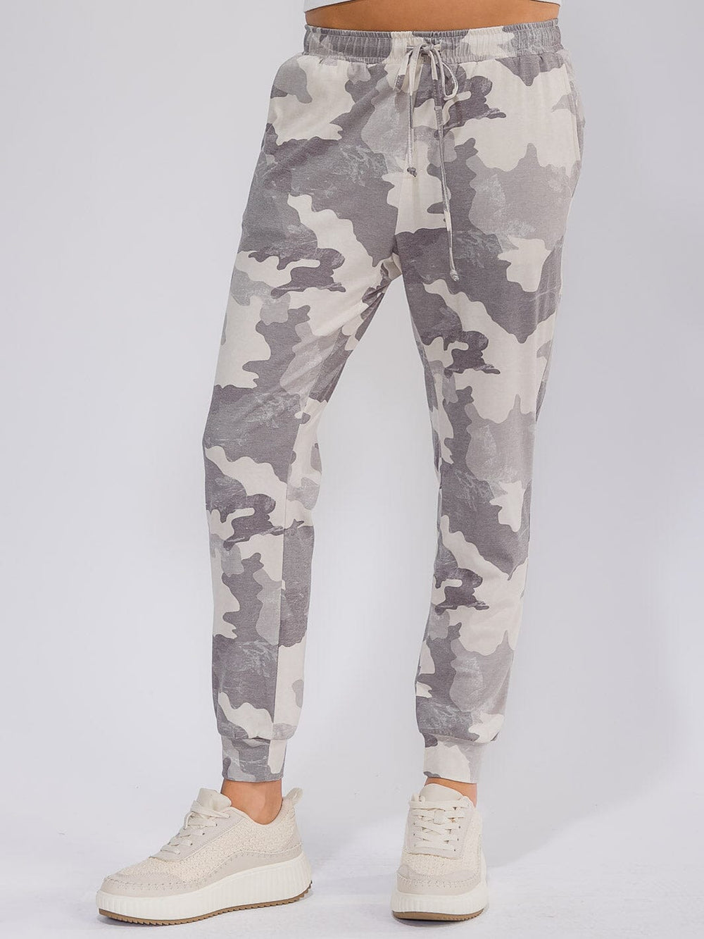 WOMEN'S ELASTIC WAIST FRONT POCKETS DISTRESS JOGGER PANTS (Copy)