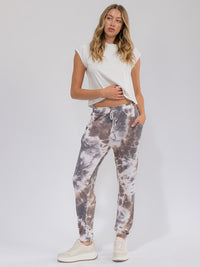 WOMEN'S ELASTIC WAIST FRONT POCKETS TIE DYE JOGGER PANTS