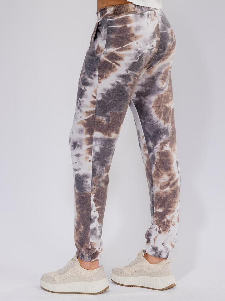 WOMEN'S ELASTIC WAIST FRONT POCKETS TIE DYE JOGGER PANTS