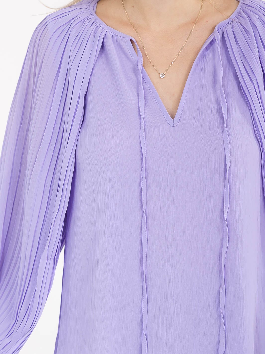 WOMEN'S LONG BALLOON SLEEVE V-NECK BLOUSE