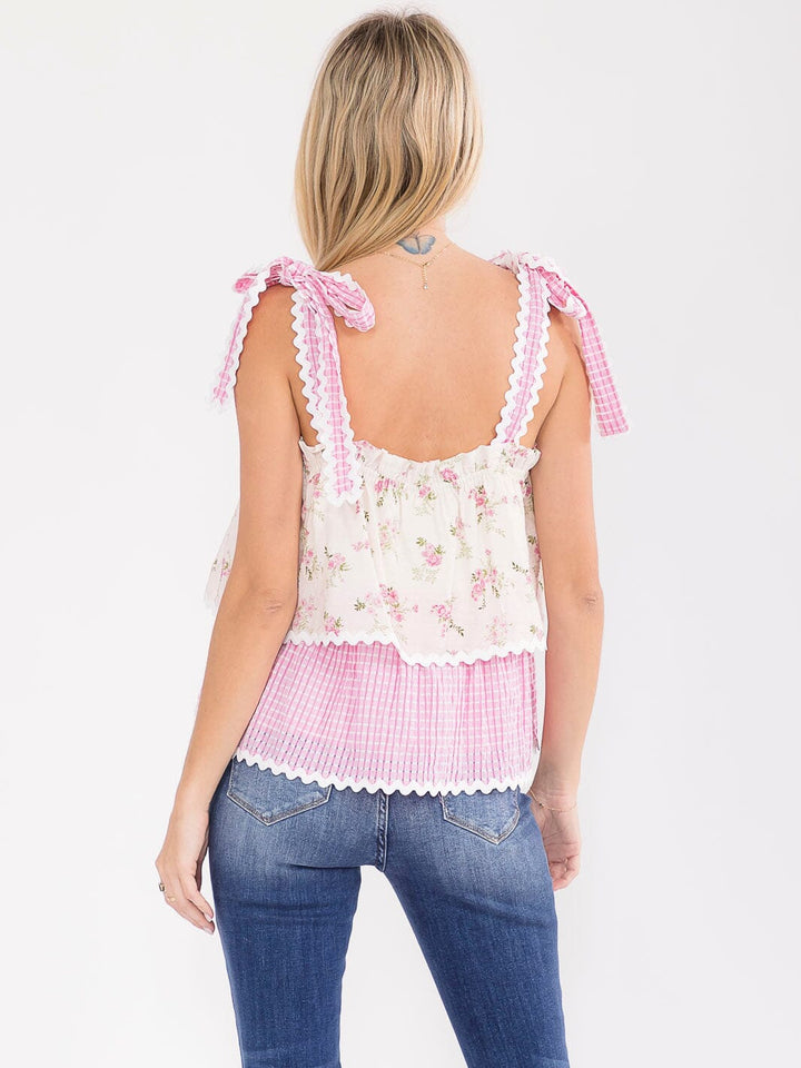 WOMEN'S SLEEVELESS TIERED FLORAL TANK TOP