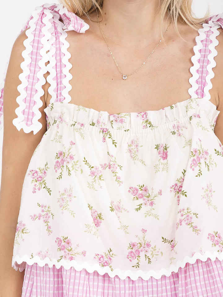 WOMEN'S SLEEVELESS TIERED FLORAL TANK TOP