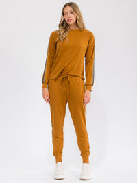 WOMEN'S ELASTIC WAIST FRONT POCKETS STRIPE DETAILED JOGGER PANTS