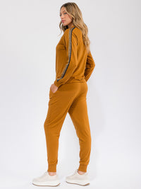 WOMEN'S ELASTIC WAIST FRONT POCKETS STRIPE DETAILED JOGGER PANTS