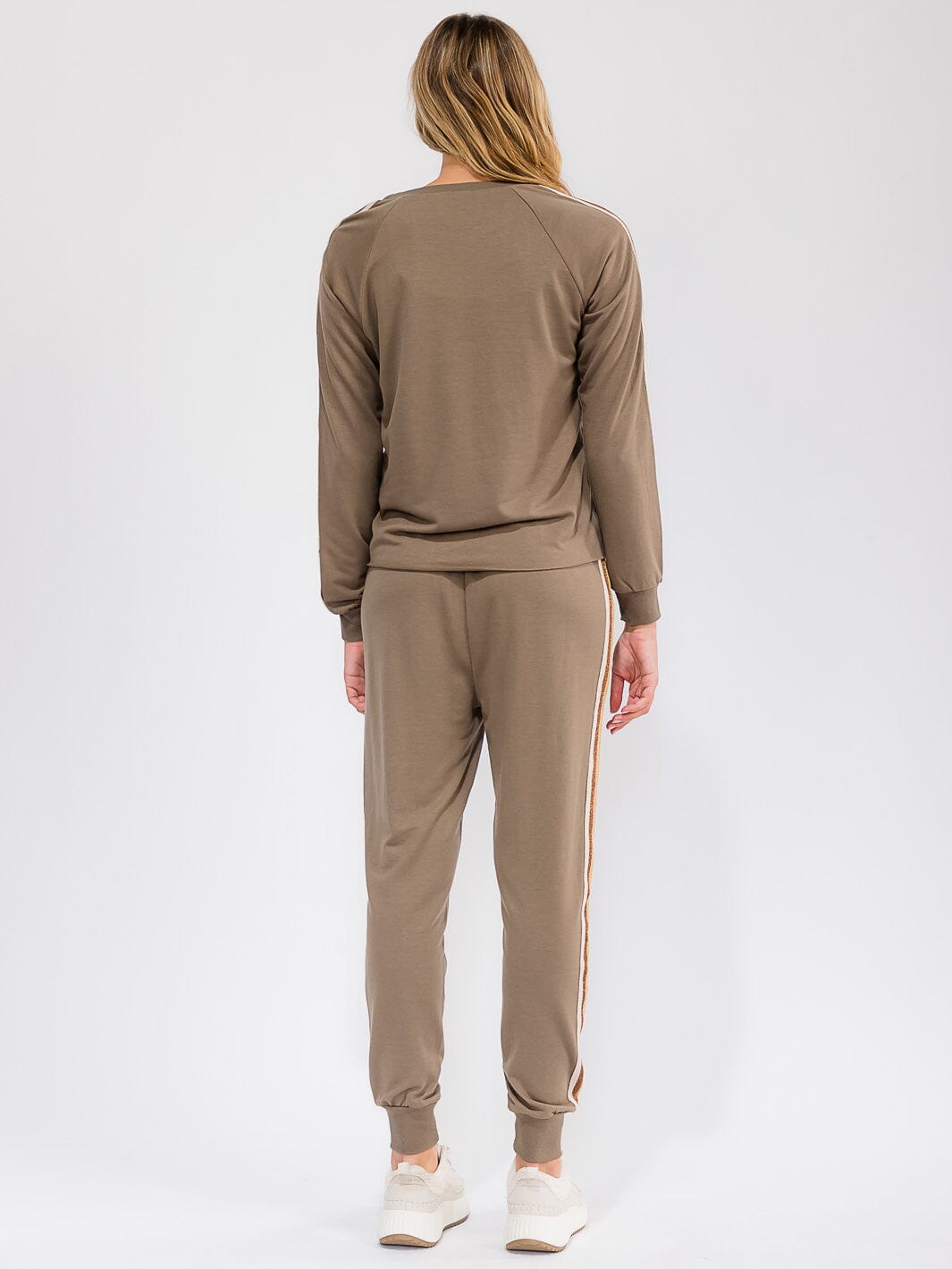 WOMEN'S LONG SLEEVE STRIPES DETAILED TOP