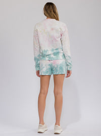 WOMEN'S LONG SLEEVE ZIPPER CLOSURE FRONT POCKETS TIE DYE JACKET