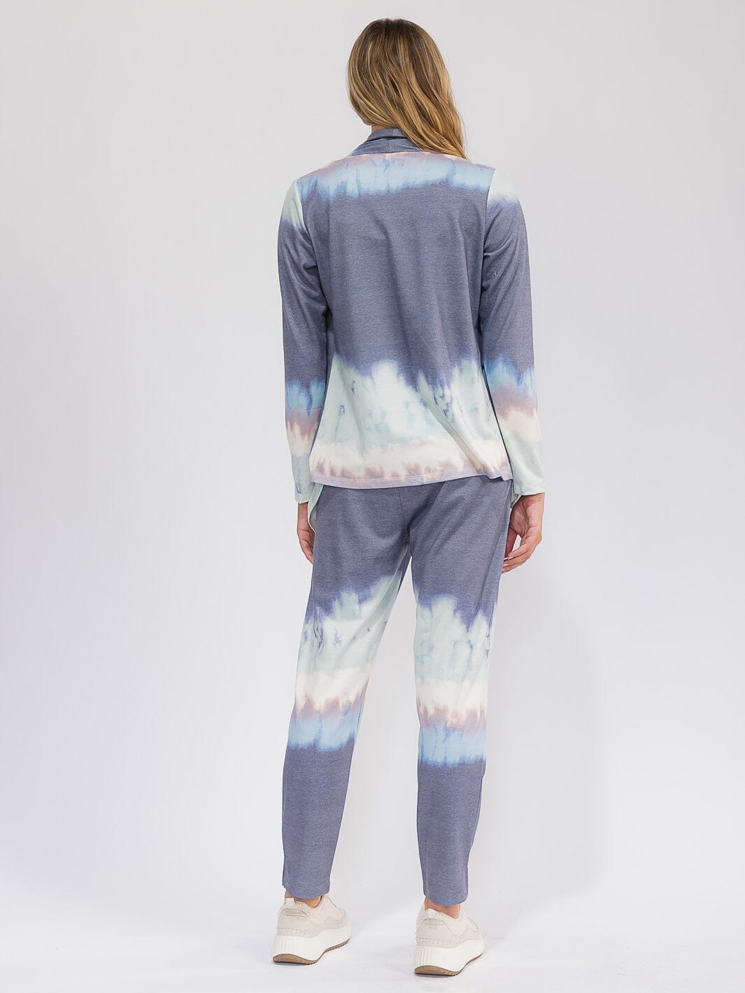 WOMEN'S LONG SLEEVE OPEN FRONT TIE DYE CARDIGAN