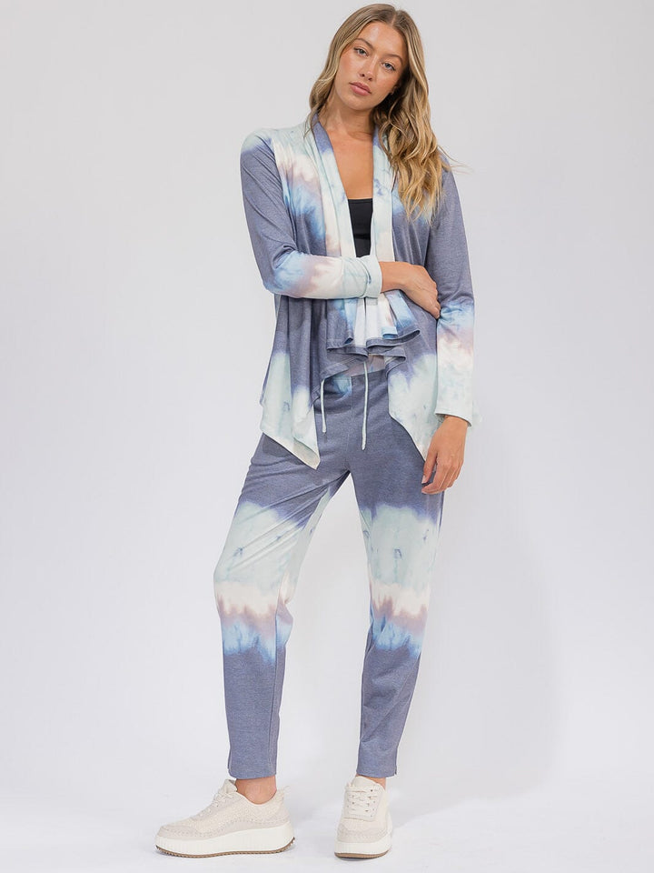 WOMEN'S LONG SLEEVE OPEN FRONT TIE DYE CARDIGAN