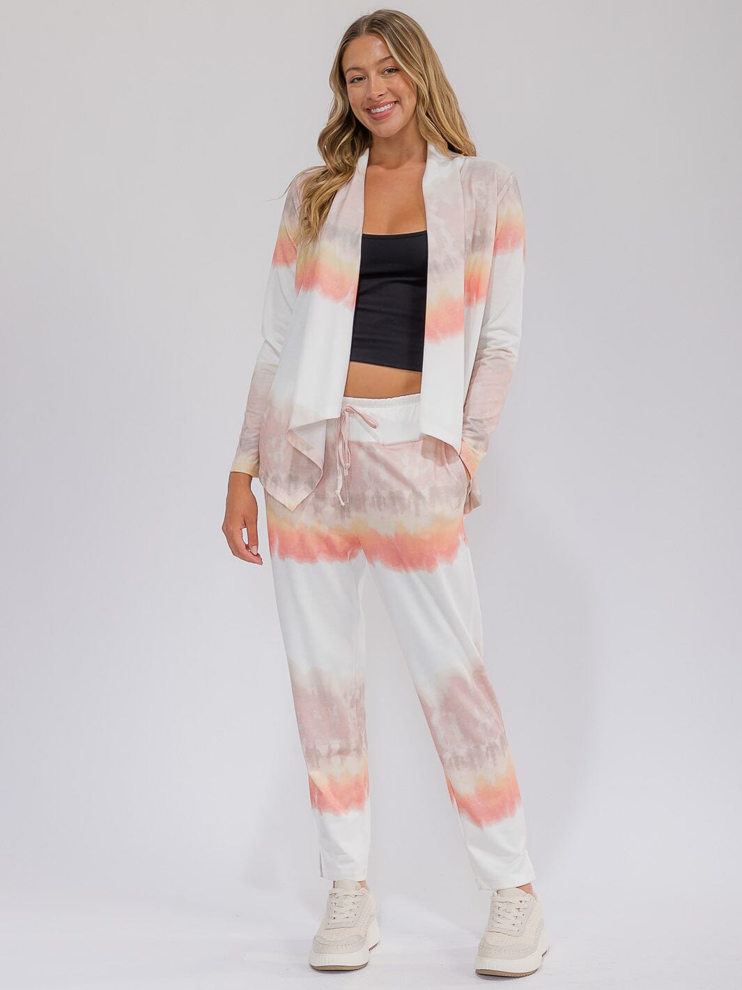 WOMEN'S ELASTIC WAIST FRONT POCKETS TIE DYE PANTS