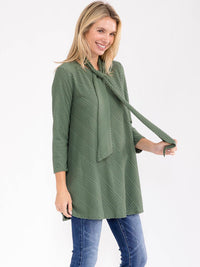 WOMEN'S 3/4 SLEEVE W/SCARF DETAILED TUNIC BLOUSE