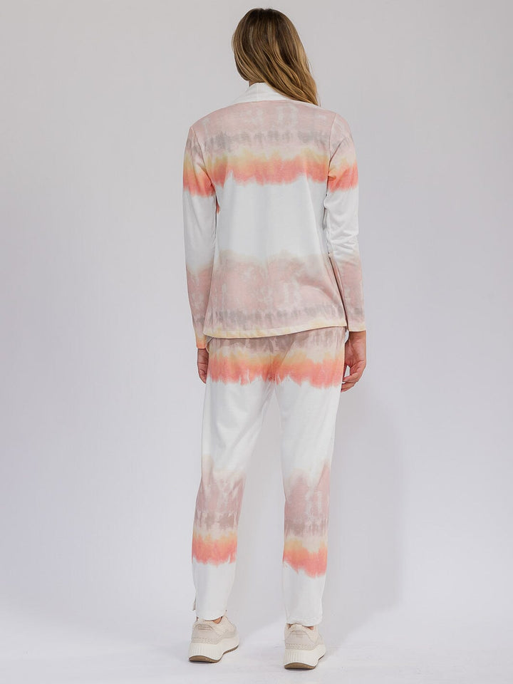 WOMEN'S LONG SLEEVE OPEN FRONT TIE DYE CARDIGAN