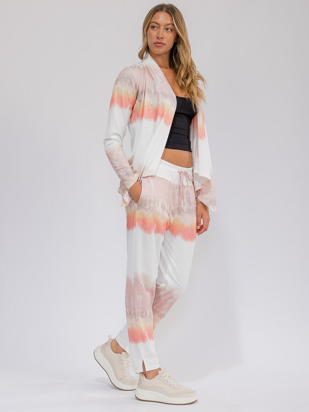 WOMEN'S ELASTIC WAIST FRONT POCKETS TIE DYE PANTS