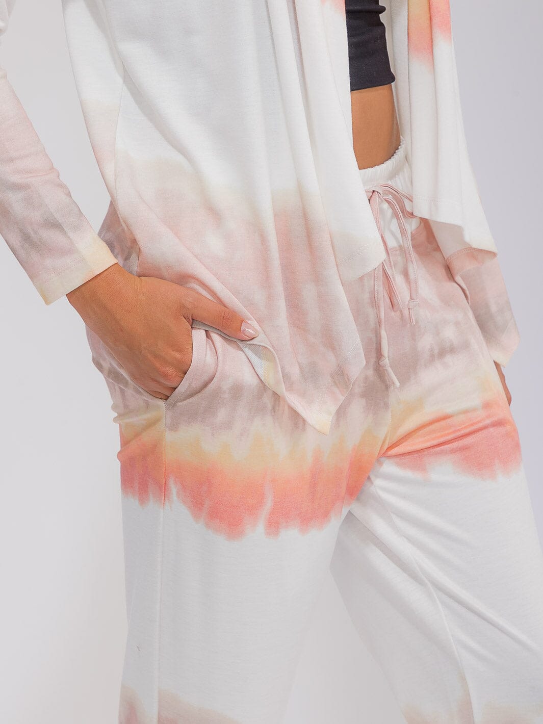 WOMEN'S ELASTIC WAIST FRONT POCKETS TIE DYE PANTS