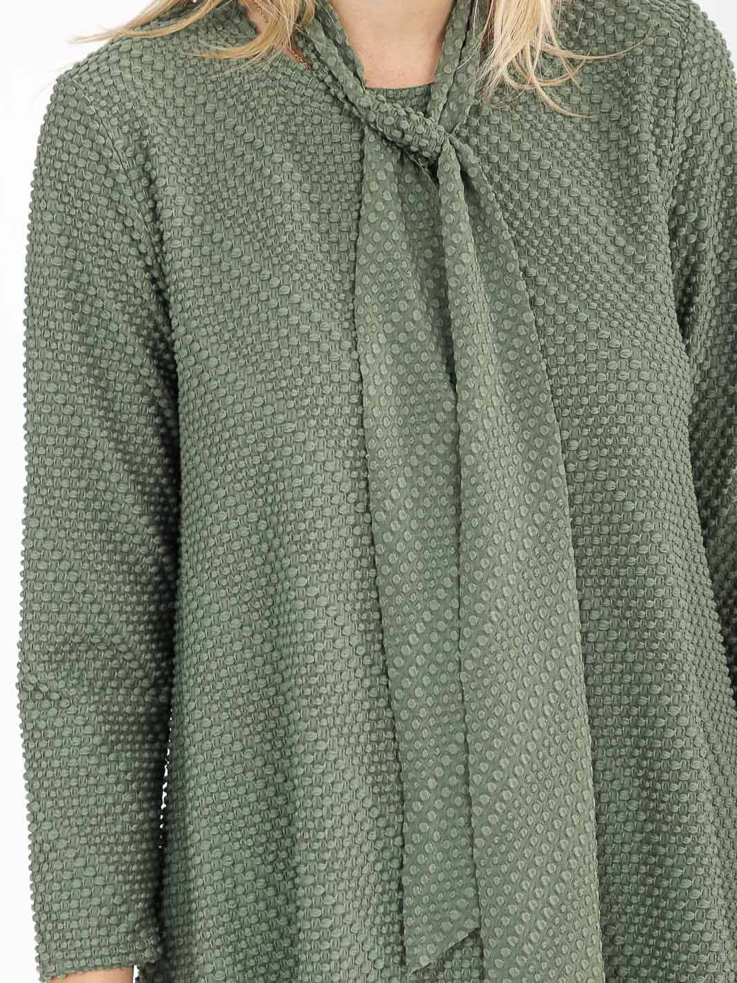 WOMEN'S 3/4 SLEEVE W/SCARF DETAILED TUNIC BLOUSE