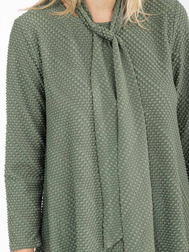 WOMEN'S 3/4 SLEEVE W/SCARF DETAILED TUNIC BLOUSE