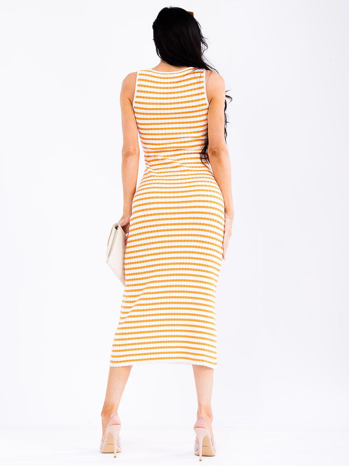 WOMEN'S SLEEVELESS COLORBLOCK KNITTED BODYCON MAXI DRESS