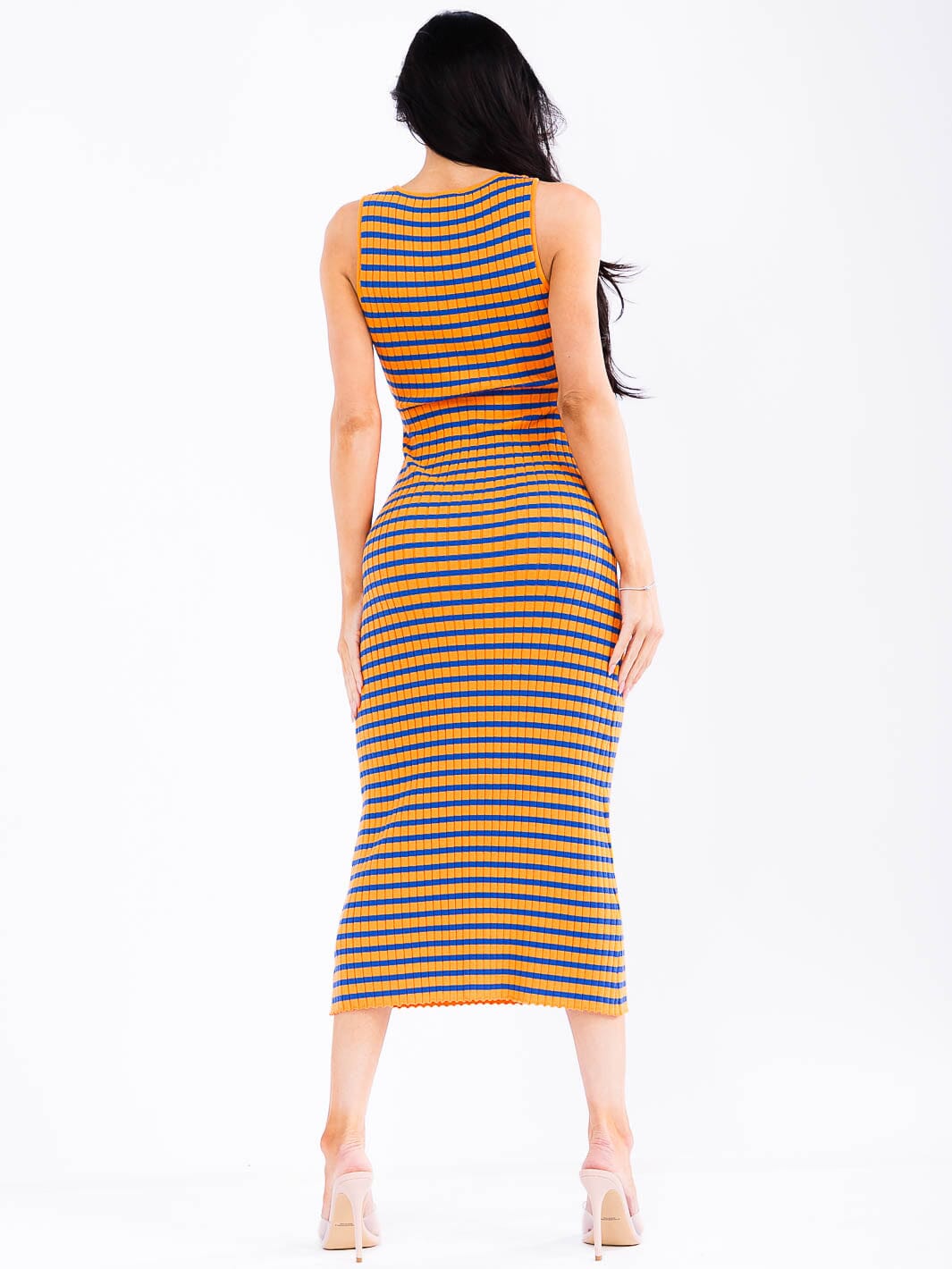 WOMEN'S SLEEVELESS COLORBLOCK KNITTED BODYCON MAXI DRESS