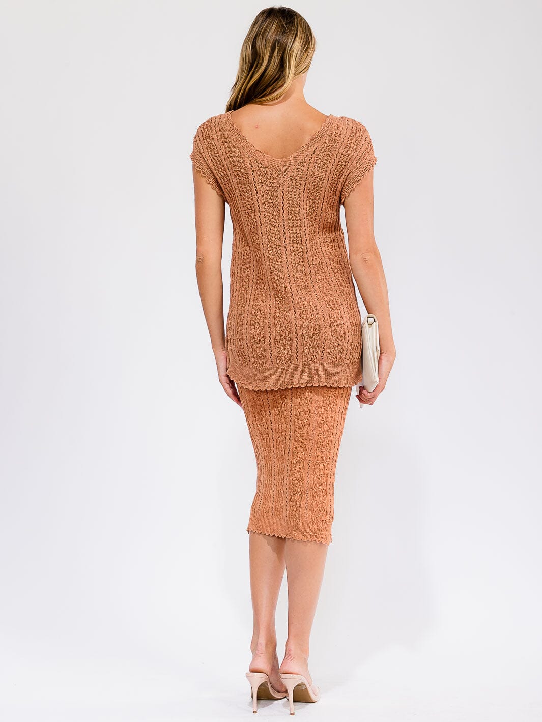 WOMEN'S SHORT SLEEVE V-NECK LINING TANK TOP INCLUDED CROCHET BLOUSE