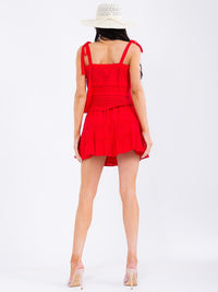 WOMEN'S SLEEVELESS TANK TOP & MINI SKIRT TIERED DETAILED 2PC.SET