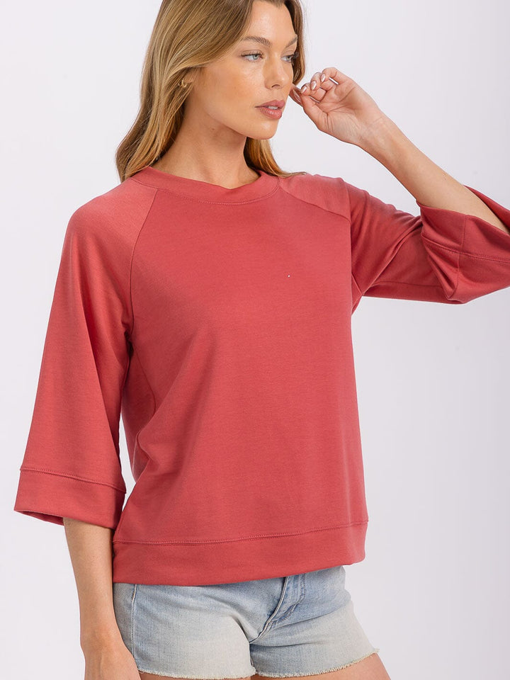 WOMEN'S 3/4 SLEEVES SOLID TOP