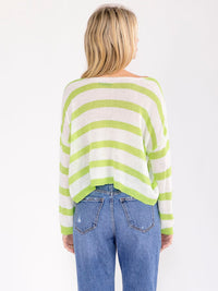 WOMEN'S LONG SLEEVE COLORBLOCK STRIPES KNIT TOP