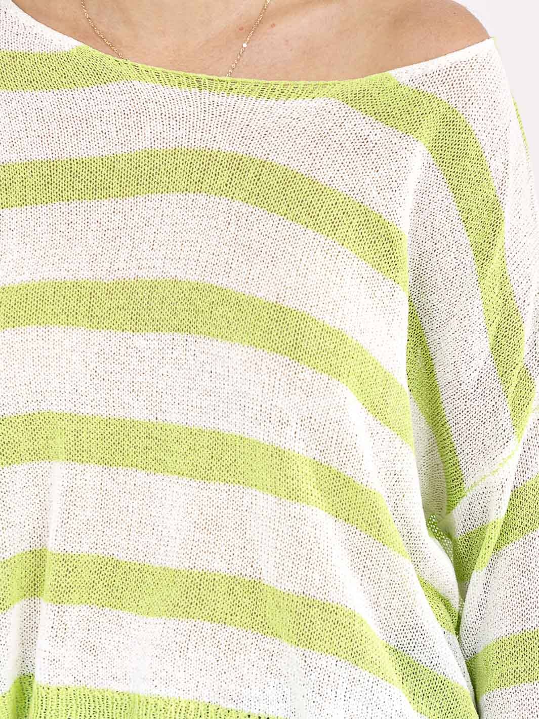 WOMEN'S LONG SLEEVE COLORBLOCK STRIPES KNIT TOP