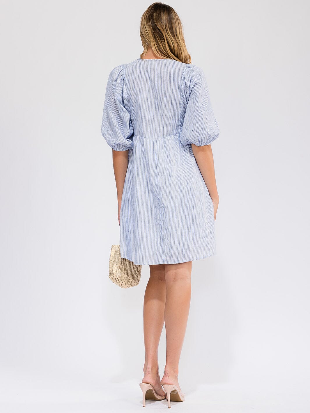 WOMEN'S SHORT SLEEVE FRONT POCKETS COLORBLOCK STRIPES MINI DRESS