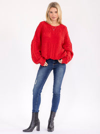 WOMEN'S LONG BELL SLEEVE KNIT PULLOVER SWEATER