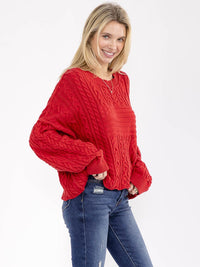 WOMEN'S LONG BELL SLEEVE KNIT PULLOVER SWEATER