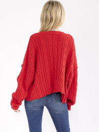 WOMEN'S LONG BELL SLEEVE KNIT PULLOVER SWEATER