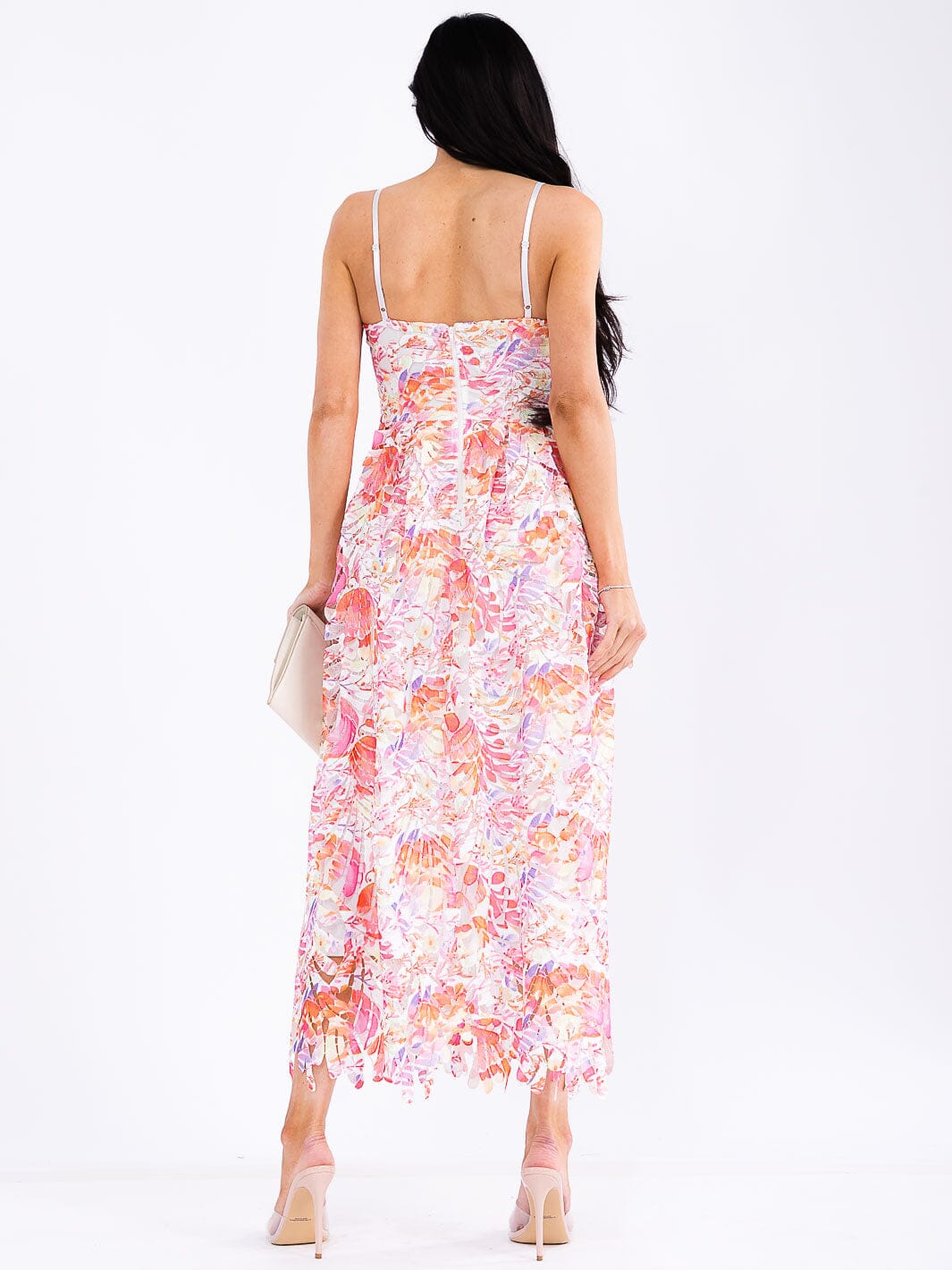 WOMEN'S SLEEVELESS DETAILED FLORAL MAXI DRESS
