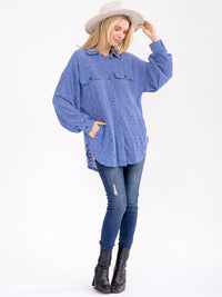 WOMEN'S LONG SLEEVE V-NECK FRONT POCKETS LACE TOP