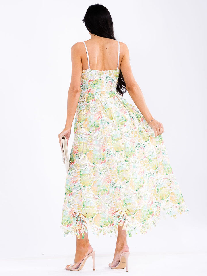 WOMEN'S SLEEVELESS DETAILED FLORAL MAXI DRESS