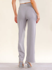 WOMEN'S ELASTIC WAIST RIBBED SEQUINS WIDE LEG PANTS