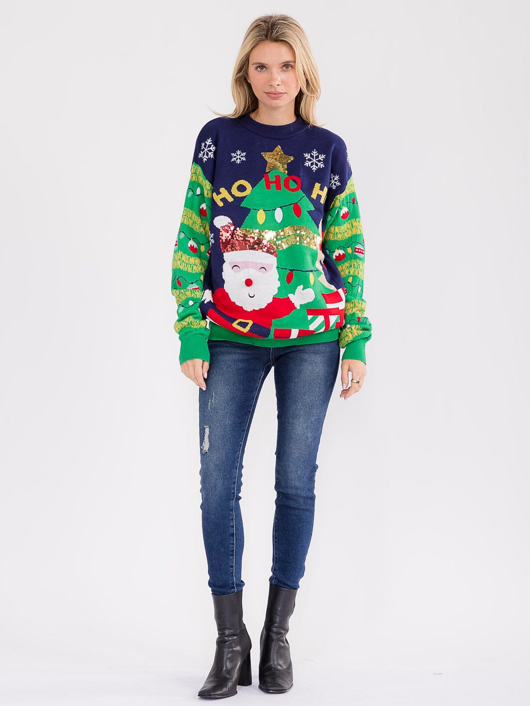 WOMEN'S LONG SLEEVE CHRISTMAS GRAPHIC PULLOVER SWEATER