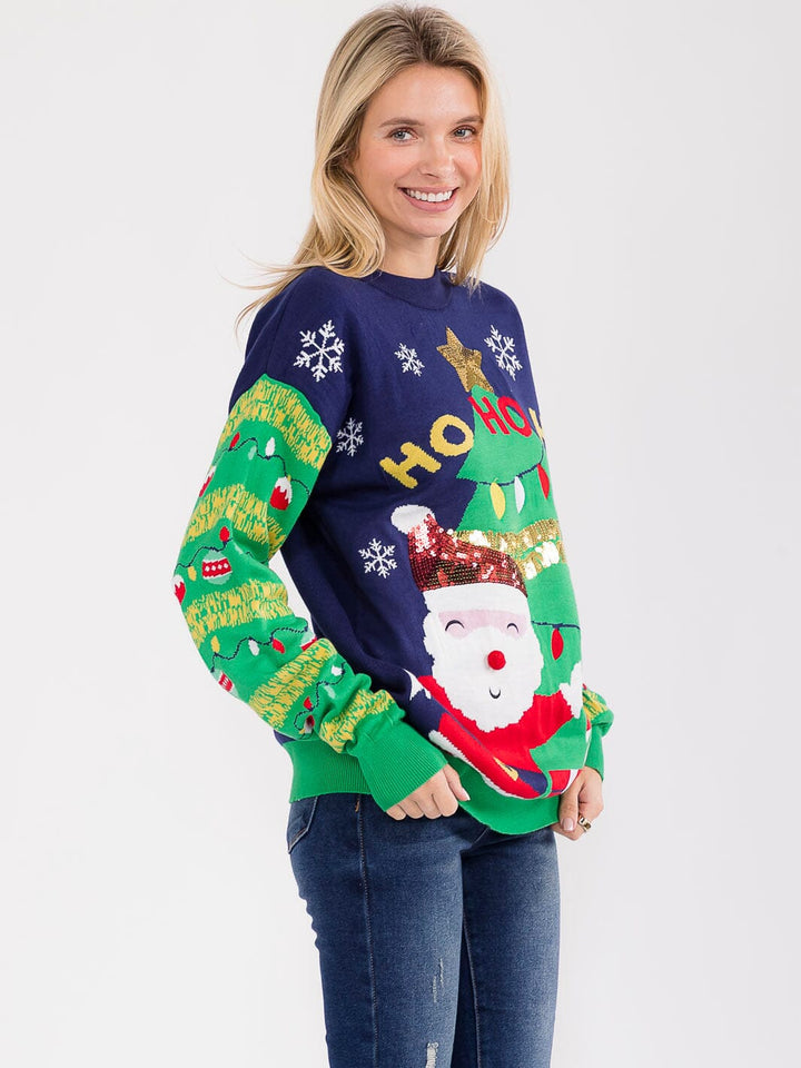 WOMEN'S LONG SLEEVE CHRISTMAS GRAPHIC PULLOVER SWEATER