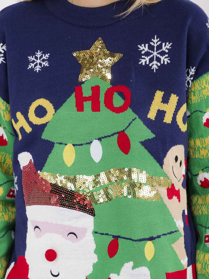 WOMEN'S LONG SLEEVE CHRISTMAS GRAPHIC PULLOVER SWEATER