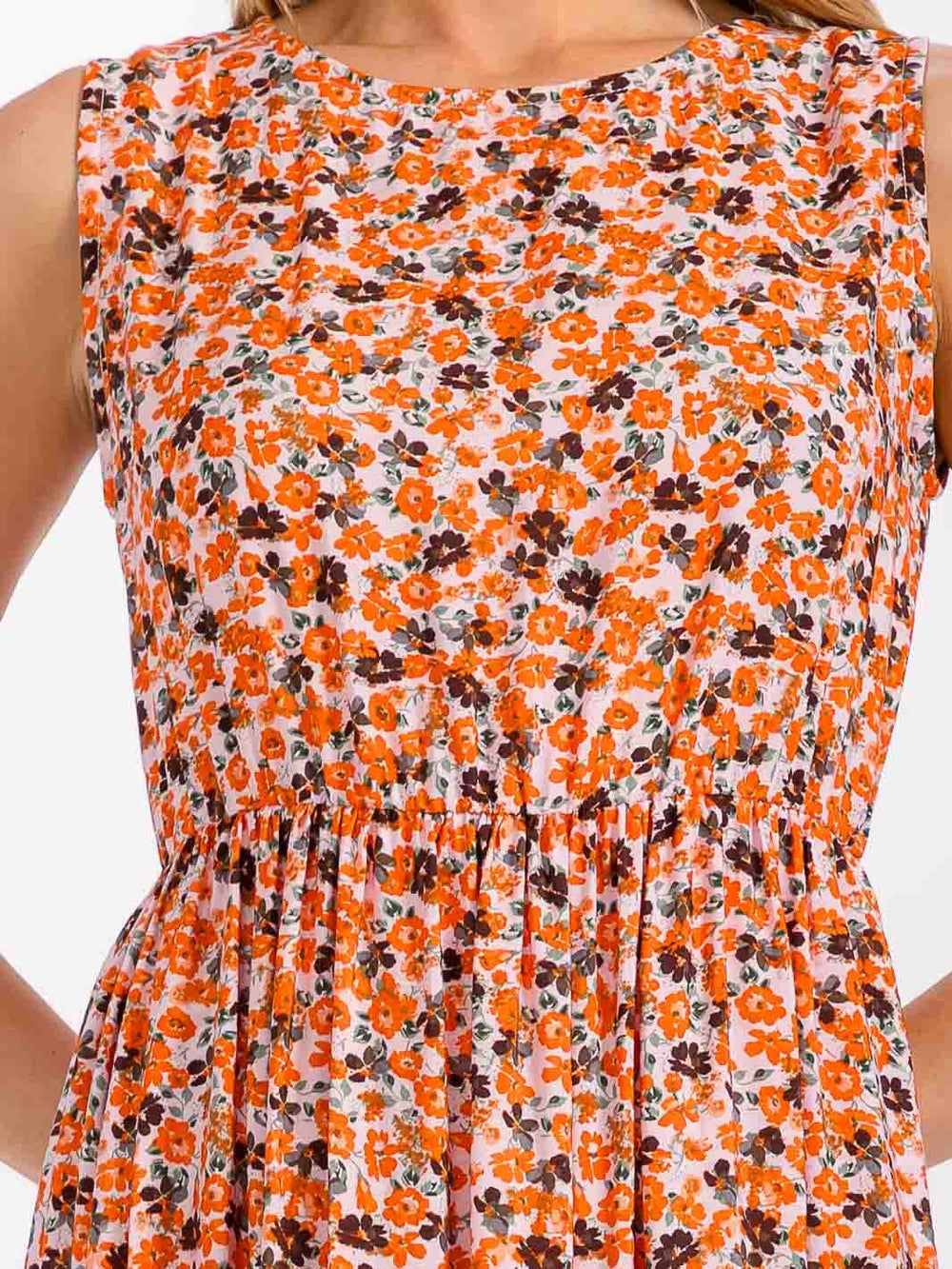 WOMEN'S SLEEVELESS ELASTIC WAIST TIERED FLORAL MAXI DRESS