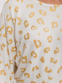 WOMEN'S LONG SLEEVE SHIMMER ANIMAL PRINT TOP