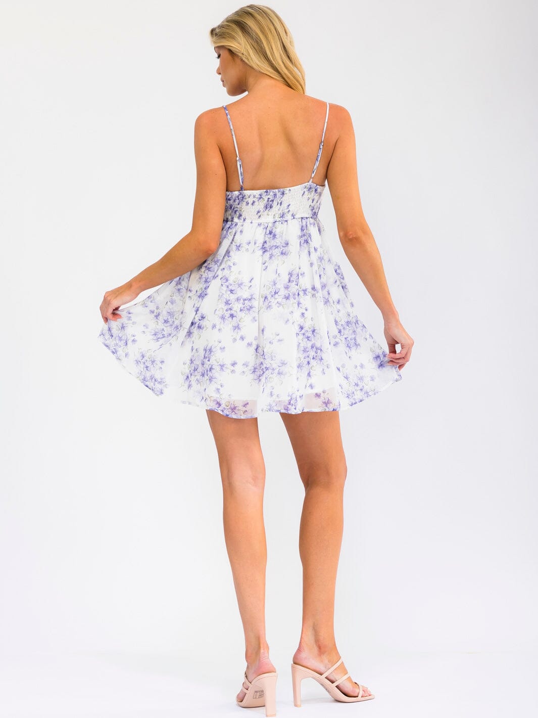 WOMEN'S SLEEVELESS FIT & FLARE FLORAL PRINT MINI DRESS