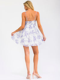WOMEN'S SLEEVELESS FIT & FLARE FLORAL PRINT MINI DRESS