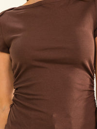 *******WOMEN'S SHORT SLEEVE SIDE RUCHED BASIC TOP