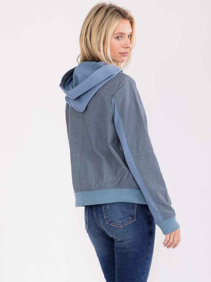 WOMEN'S LONG SLEEVE ZIPPER CLOSURE FRONT POCKETS HOODED JACKET