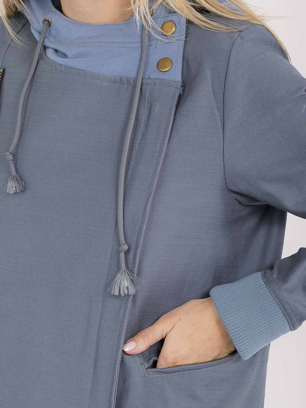 WOMEN'S LONG SLEEVE ZIPPER CLOSURE FRONT POCKETS HOODED JACKET