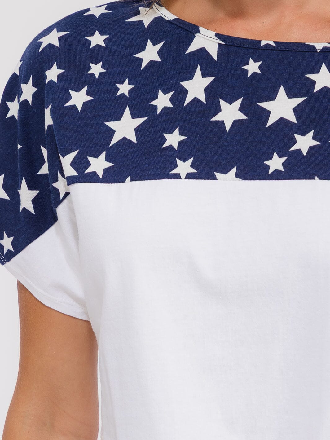 WOMEN'S SHORT SLEEVE AMERICAN FLAG PRINT TOP