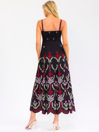 WOMEN'S SLEEVELESS BUTTONS FLORAL PRINT MAXI DRESS