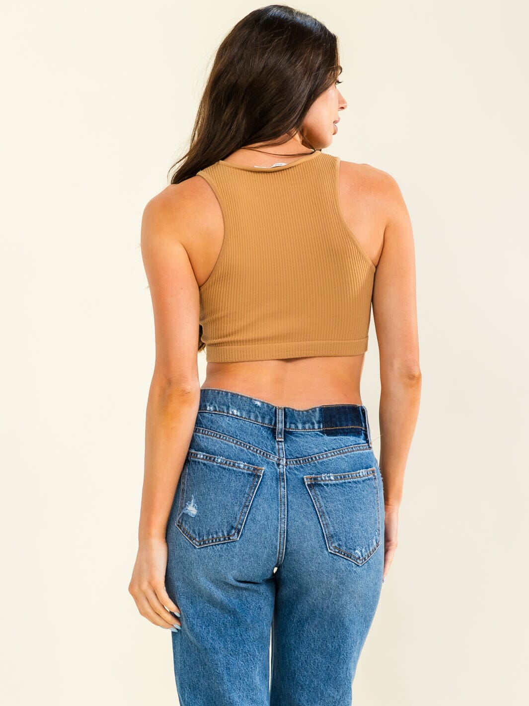 WOMEN'S SLEEVELESS RIBBED CROP TOP