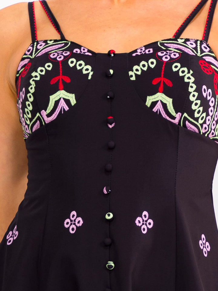 WOMEN'S SLEEVELESS BUTTONS FLORAL PRINT MAXI DRESS