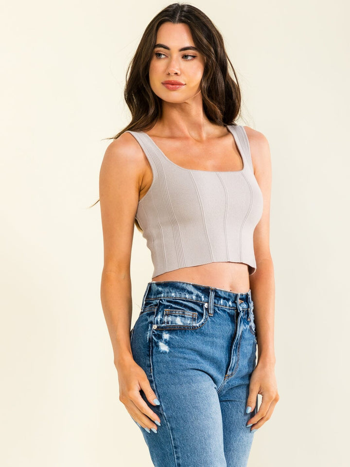 *******WOMEN'S SLEEVELESS SQUARE NECK RIBBED CROP TOP