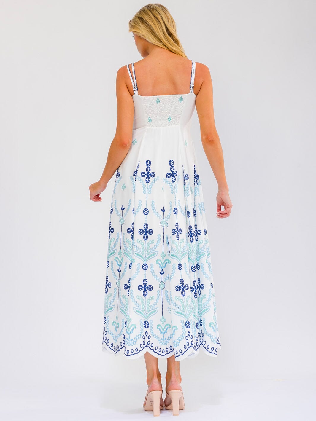 WOMEN'S SLEEVELESS BUTTONS FLORAL PRINT MAXI DRESS